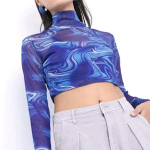 Blue Marble Print Top