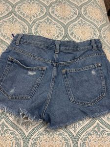 Trendy Blue High Waist Denim Shorts