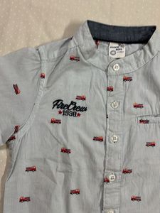 Fire Engine Print Shirt For Boys
