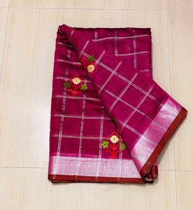 Purple Checkered Saree