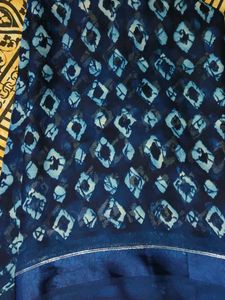 Blue Printed Saree With Satin Design