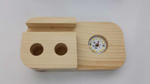 Wooden Pen Stand With Crystal Ball LED Lamp