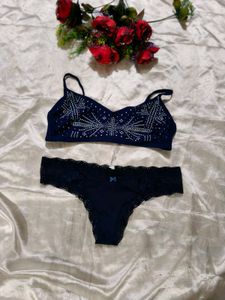 Navy Bra &amp; Panty Set