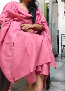 Dusty Rose Pink Indo Era Kurta Set With Dupatta