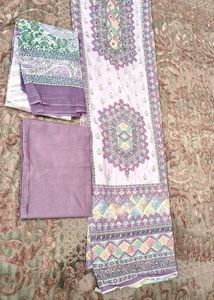 Lavender Printed Unstitched Suit Pure Cotton 100%