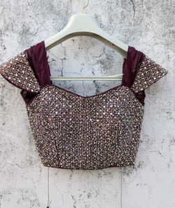 🌸 Wine Embellished Georgette Silk Palazzo Set 🌸