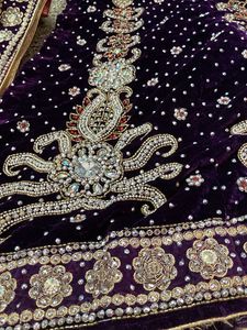 Elegant Purple Velvet Lehenga Choli Set
