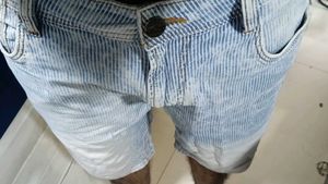 Striped Denim Shorts