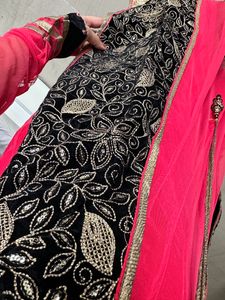 Long Anarkali Wedding Wear Dress With Pant &amp; Shawl