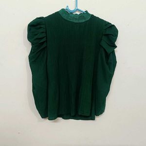 Green Puff Sleeve Top