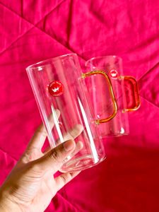 Elegant Glass Mugs - Set of 2