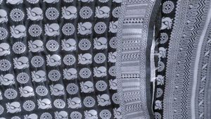 Black &amp; Silver Bird Print Fabric