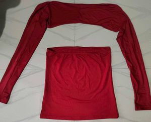 NEWME Maroon Square Neck Top