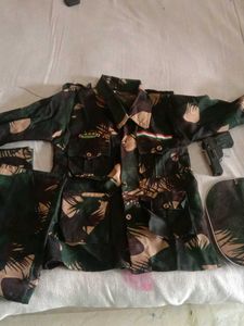 Child Army Dress Shirt Pant With Cap And Gun 34