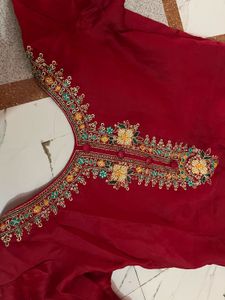 beautiful red and green combination shuit