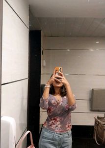 Floral Print Wrap Top