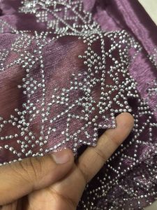 Purple Embellished Saree &amp; Blouse Set