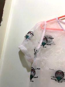 Balloon Print Sheer Top