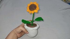 Handmade Crochet Sunflower With pot
