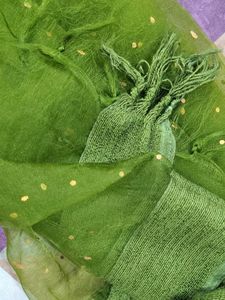 Green &amp; Gold Silk Suit And Dupatta