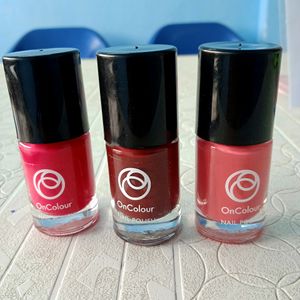 Oriflame On Colour Nail Polish. Each Rs.139 ..colour -Rich Pink ,burgandy Chocolate&sod Pink