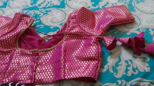 Get Black Bag With Pink &amp; Gold Brocade Blouse