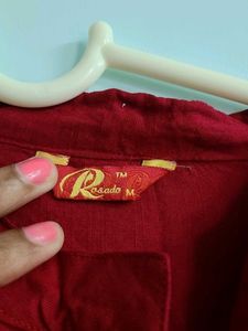 Maroon Embroidered Kurta