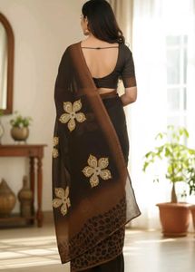 Elegant Brown Cotton Saree🤎💫