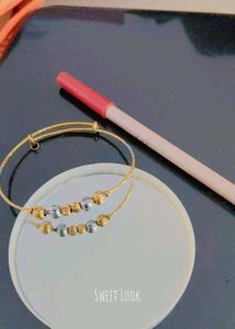 Gold Plated Bangle Set and lip liner pink shade
