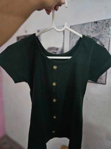 Dark Green Button-Down Top