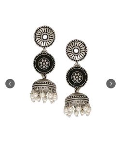 Voylla silver-toned Jhumka Earrings