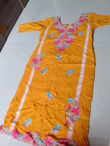Mustard Kurti Pant Duppata Set