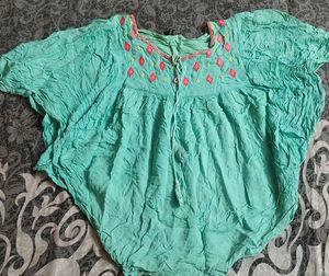 Embroidered Green Tunic Top