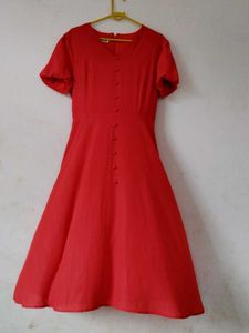 Vintage Red Button-Down Dress