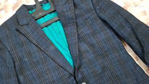 Blue Checks Blazer For Men