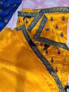 New Embroidery Orange Saree With Blouse Piece