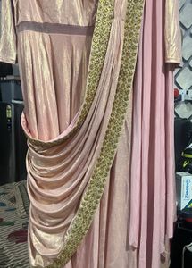 Pink Gold Saree Gown