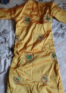 Elegant Embroidered Yellow Kurta