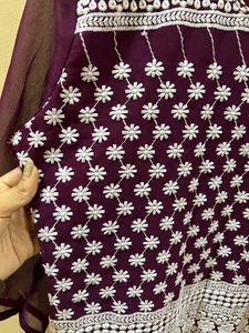 Again Purple Straight Embroidery Kurti