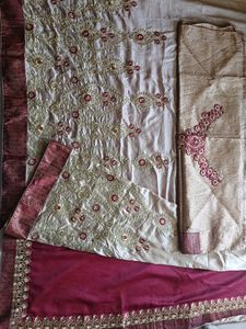 Two Tone Saree With Blouse Fabric
