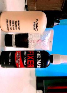 Makeup Combo Of Mac Foundation , Huda Beauty Primer, Makeup Fixer