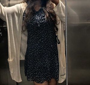 Mini Dress Navy Blue Flower Printed