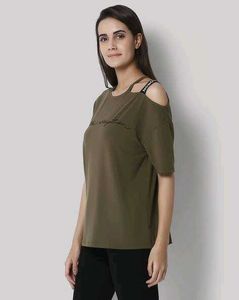 Olive Green Cut-Out T-Shirt