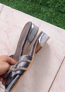 Grey Velvet Flats New