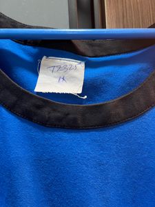 Unused Blue And Black Beautiful Knee Length Dress