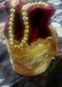 Elegant Maroon & Gold Potli Bag