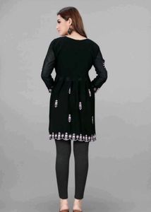 Black Embroidered Tunic Top