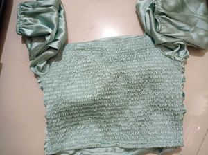 Elegant Mint Green Ruched Top