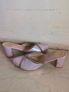 Elegant pink Block Heel Mules