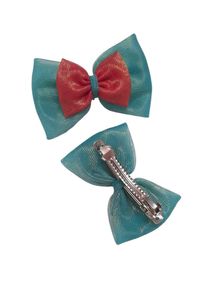 Offer New Center Bow Clip Seablue And Pink Color